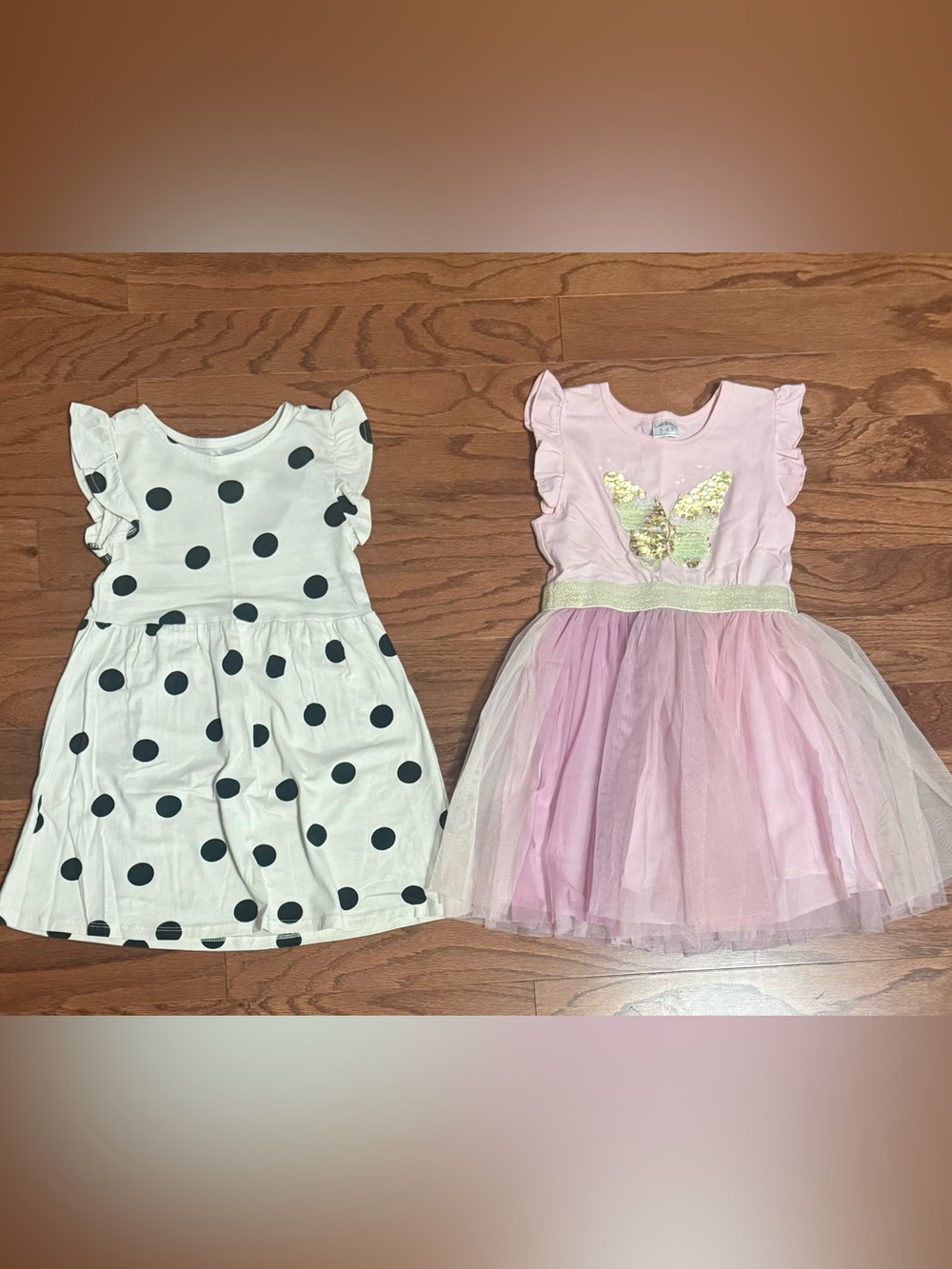 H&M Girls Polka Dot Dress & Pink Butterfly Tulle Dress Set